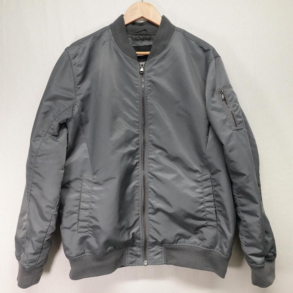 Structure Bomber Jacket Mens XL Gray Nylon Full Zip